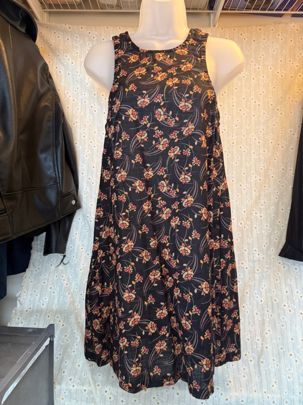 a.n.a Black Mini Dress with Pink Floral Print